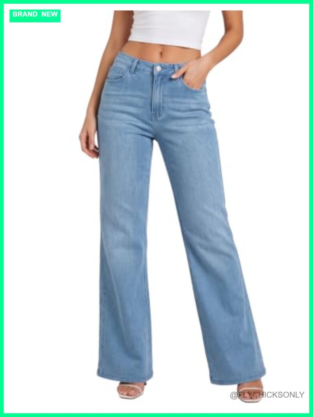 Women's Mid Rise Stretch Flare Bootcut Jeans with Pockets